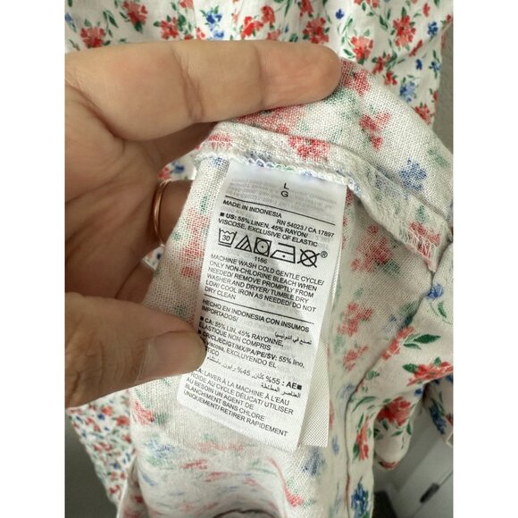 Old Navy Linen Blend Floral Fit&Flare Midi Dress Coquette Cottage Feminine L - Picture 7 of 8